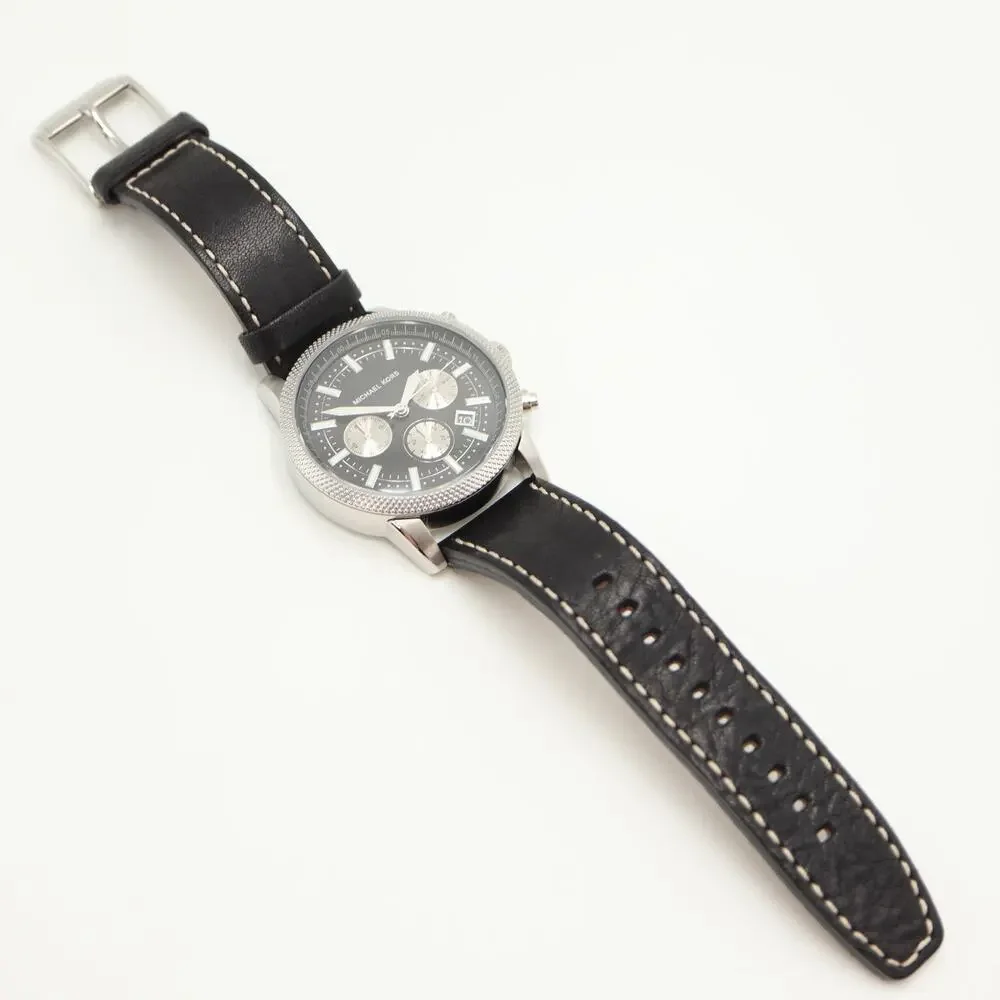 Michael Kors Gage Men's 43mm Chronograph Watch MK8310 Black Leather New Battery